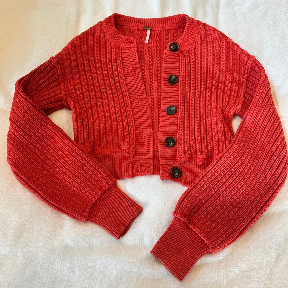 Free People Ribbed Button-Up Cardigan